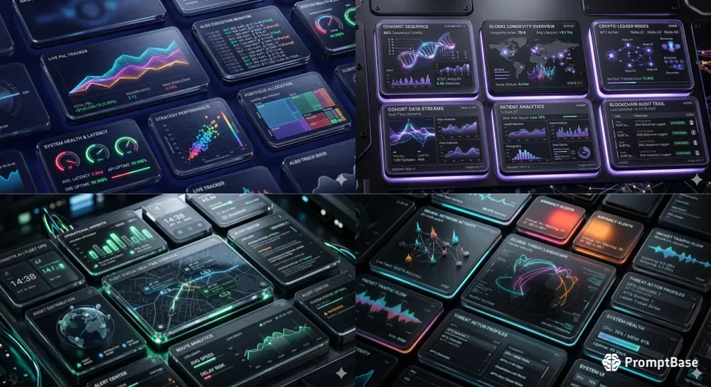 Premium Dark Mode Bento UI Modules