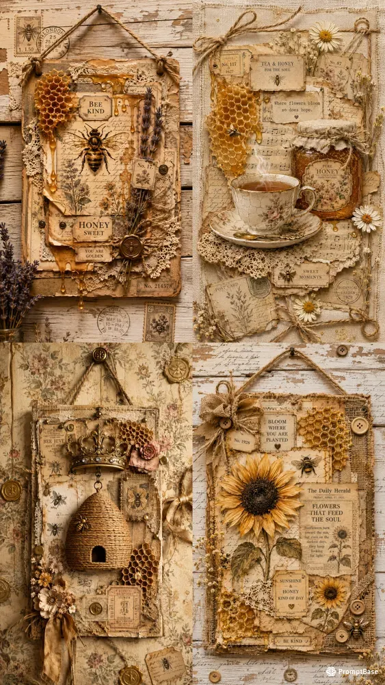 Honey Time Junk Journal Wall Art