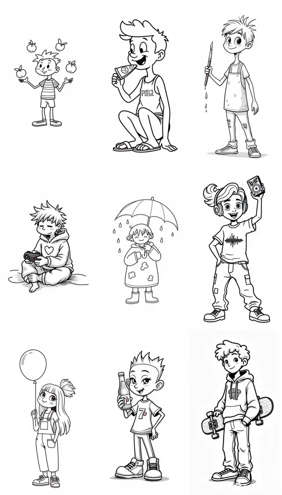 Minimalistic Character Line Art