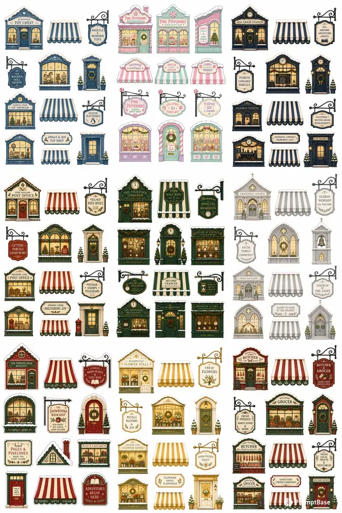 Christmas Village Shop Cutout Sheets
