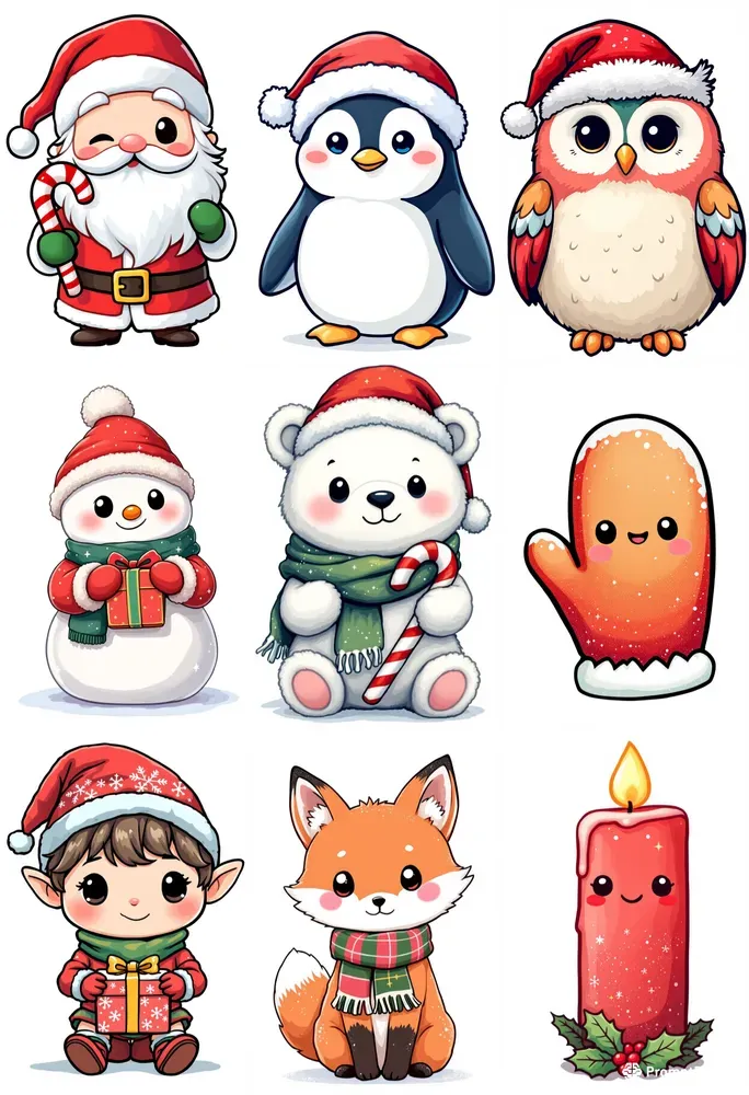 Kawaii Chibi Style Christmas Clip Art