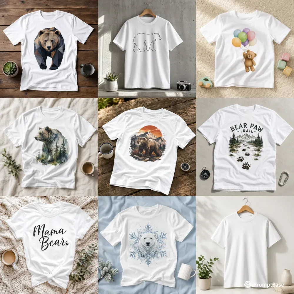 Bear White Shirt Mockup Photos