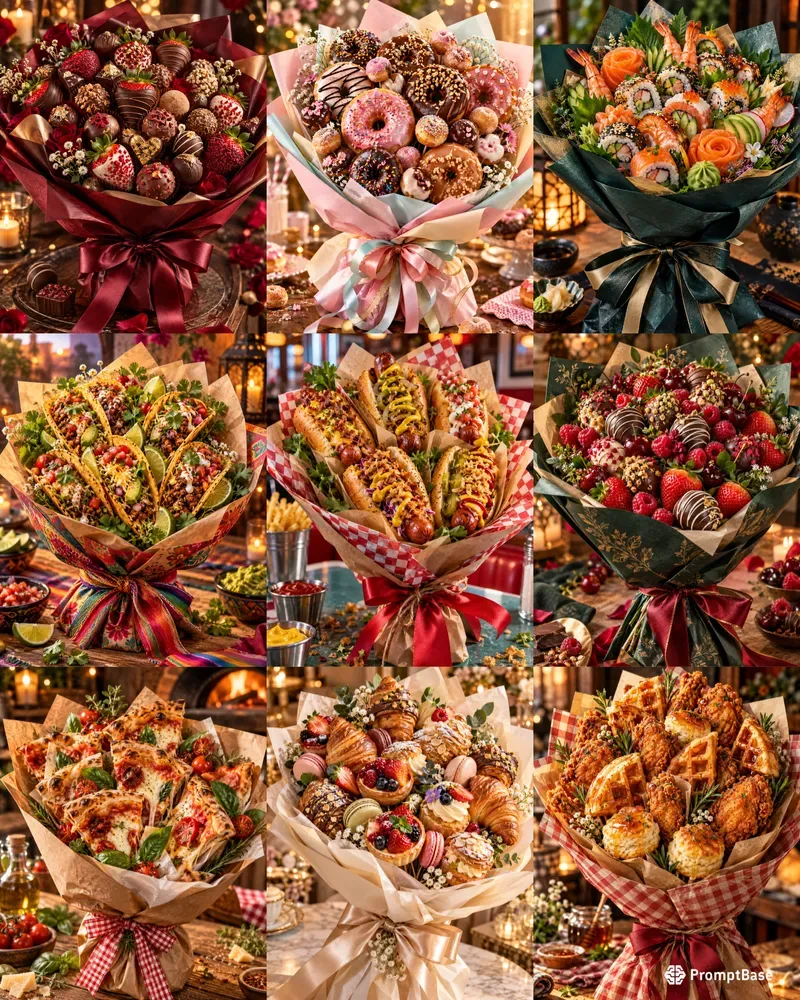 Hyperrealistic Food Bouquets