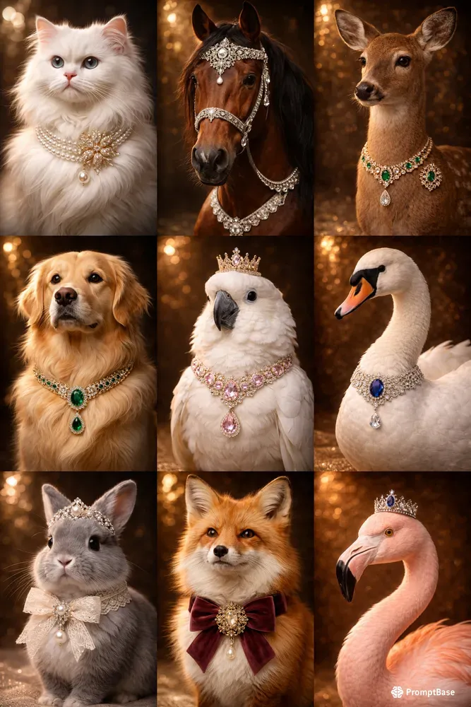 Elegant Animal Portraits With Jewelry