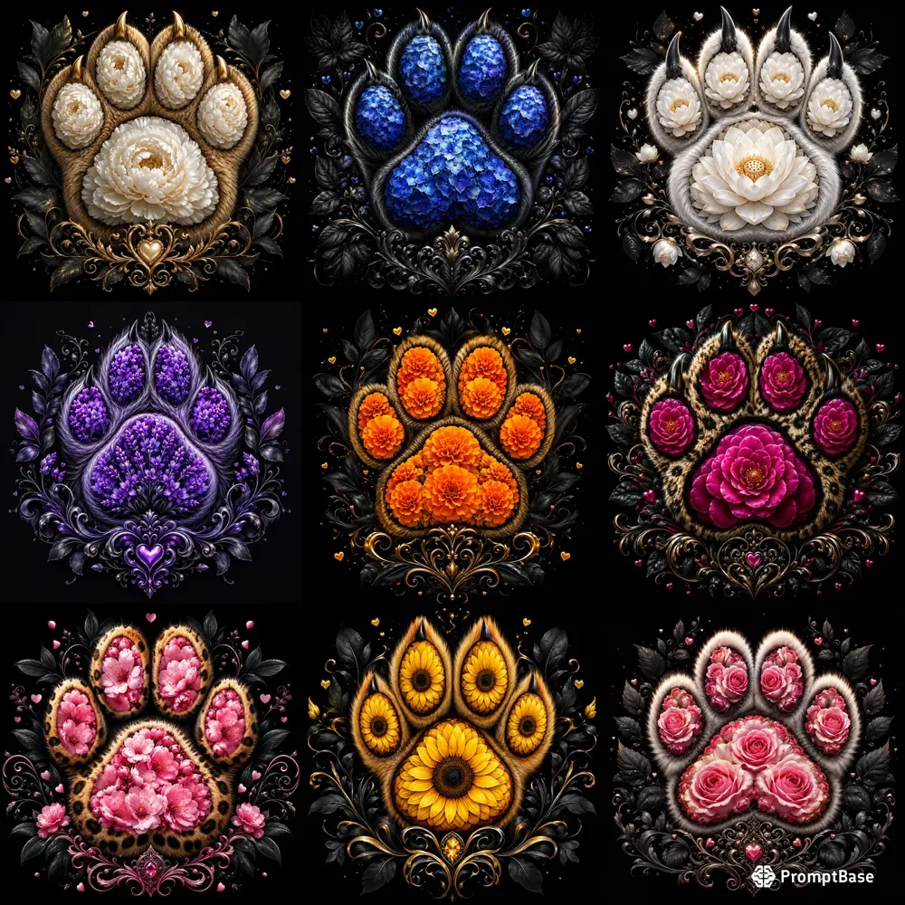 Fantasy Animal Floral Paw Art Sets