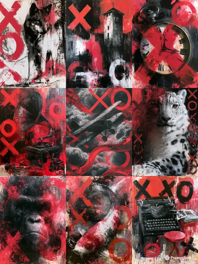 Crimson X O Art