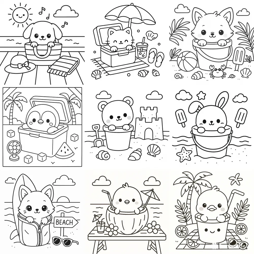 Kdp Summer Animal Peekout Coloring Pages