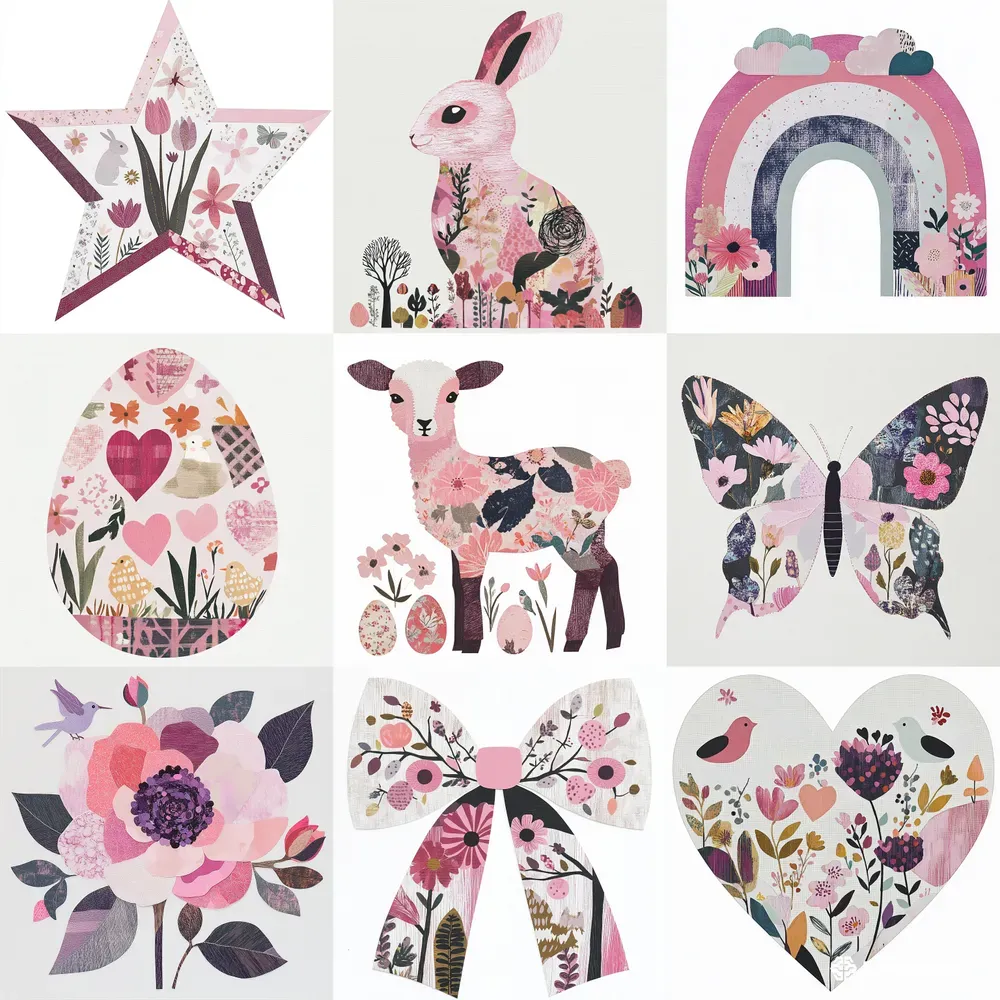 Easter Spring Double Exposure Cliparts