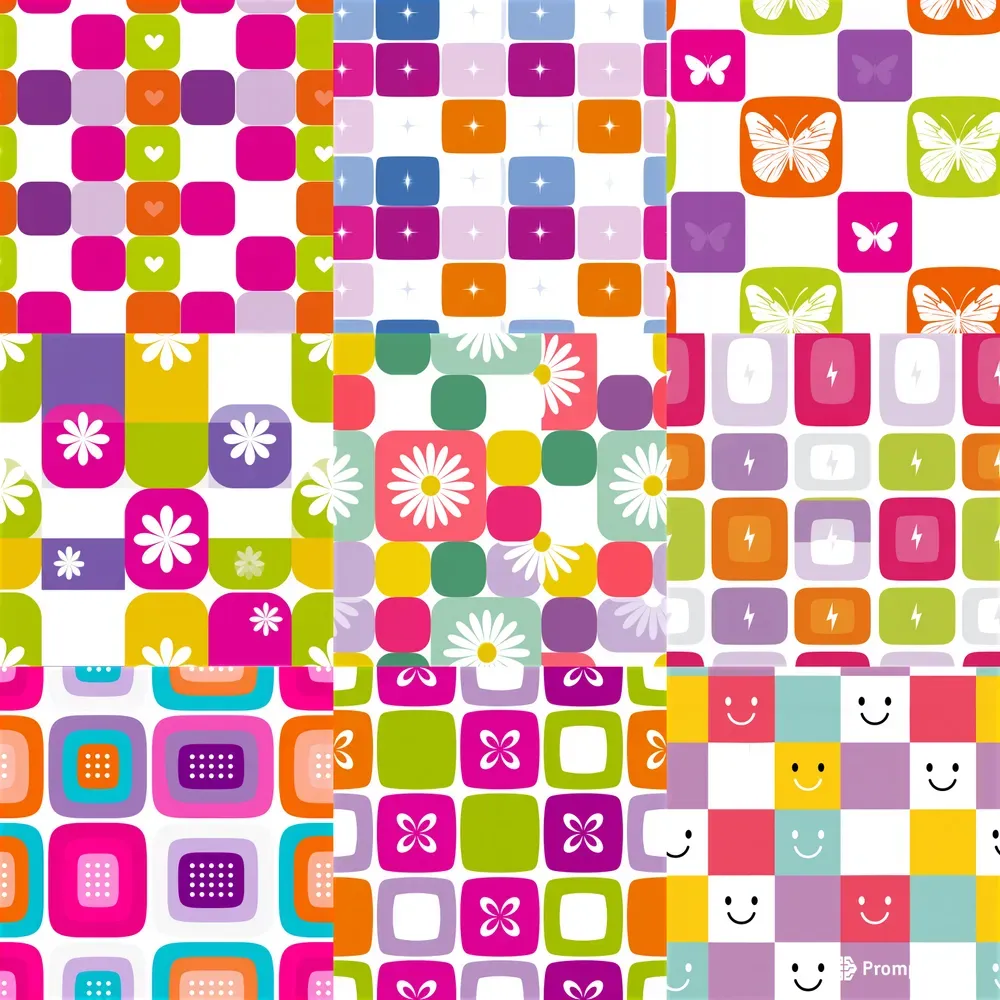 Playful Checkerboard Seamless Patterns