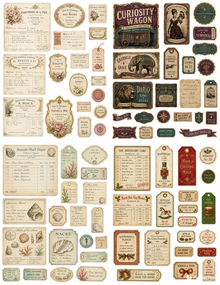 Junk Journal Fussy Cut Ephemera Sheets