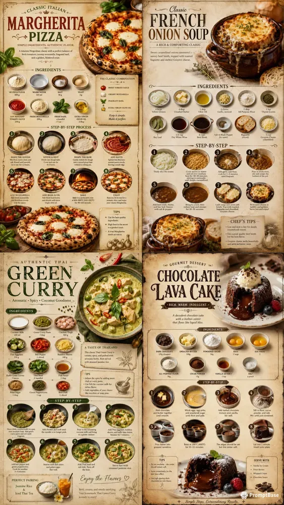 Vintage Recipe Infographic Posters