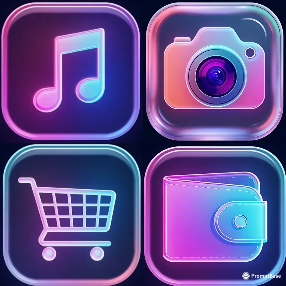 3D Glassmorphism App Icons