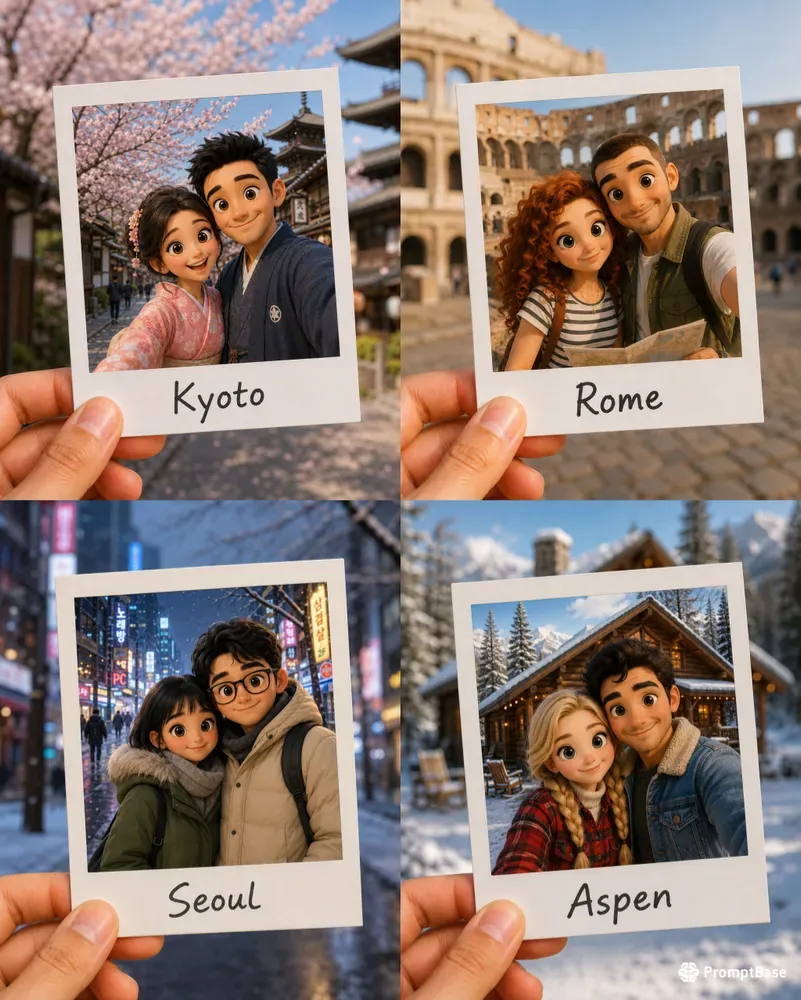 Cute 3D Couple Travel Instax Photo Albums