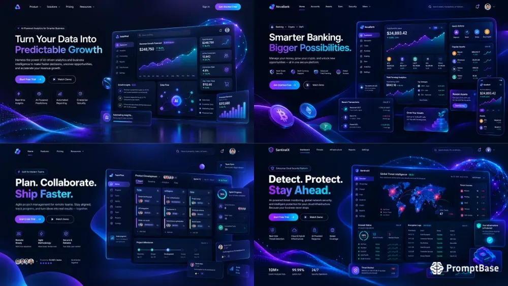 Modern Saas Web App UIux Hero Sections