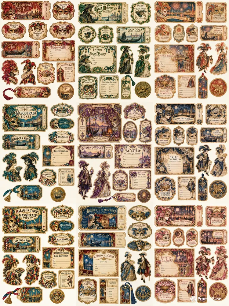 Venetian Carnival Ephemera Sheets