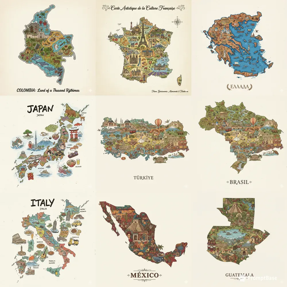 Cultural Map Art Of The World