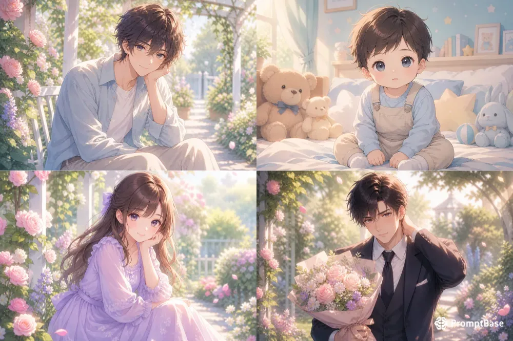 Nervous Men Holding Flowers In Gardens