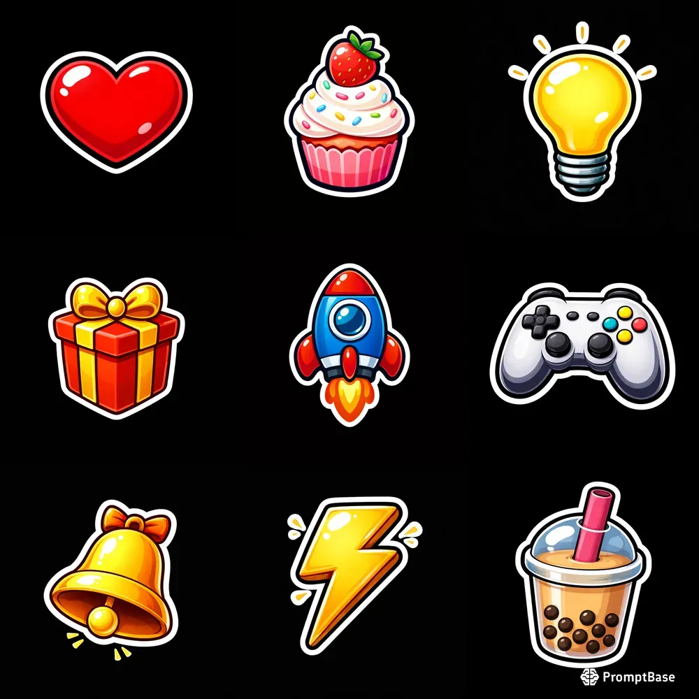 Cute Cartoon Sticker Icons Emoji Style