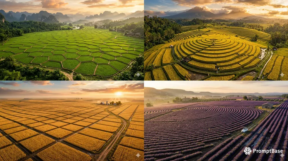 Ue5 Aerial Rice Field Drone Visuals