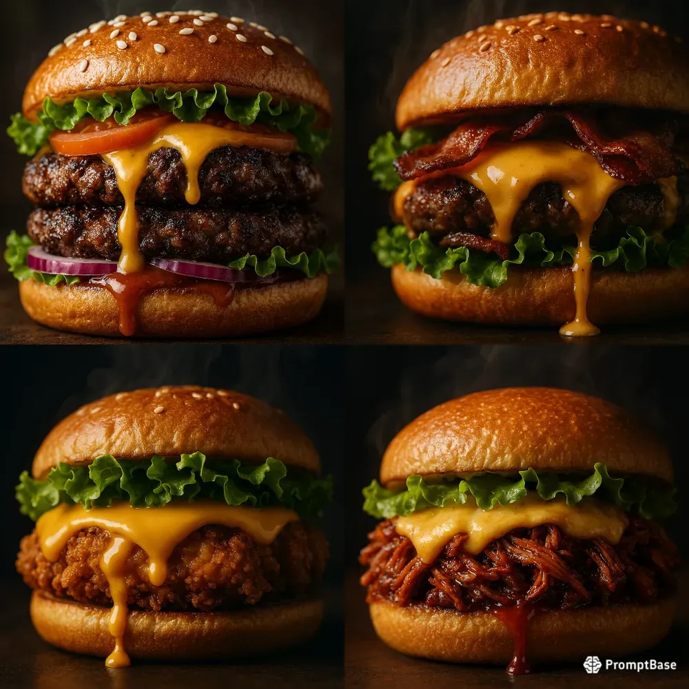 Hyperrealistic Gourmet Burger Photography
