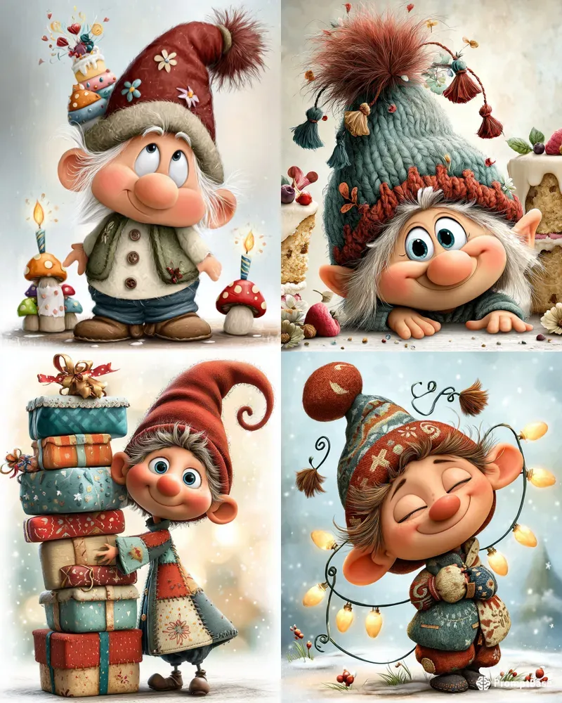 Birthday Gnome Watercolor Clipart