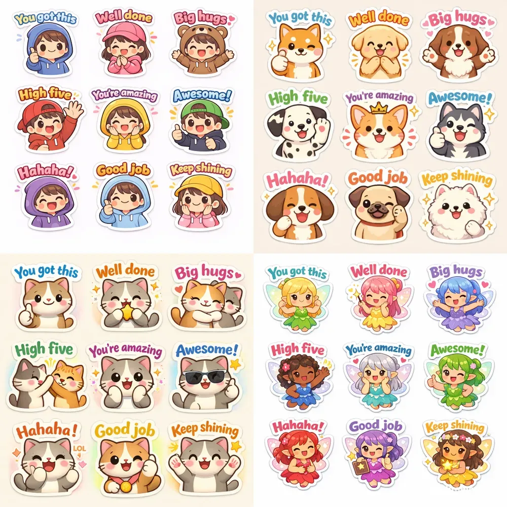 Cute 9 Grid Motivational Stickers