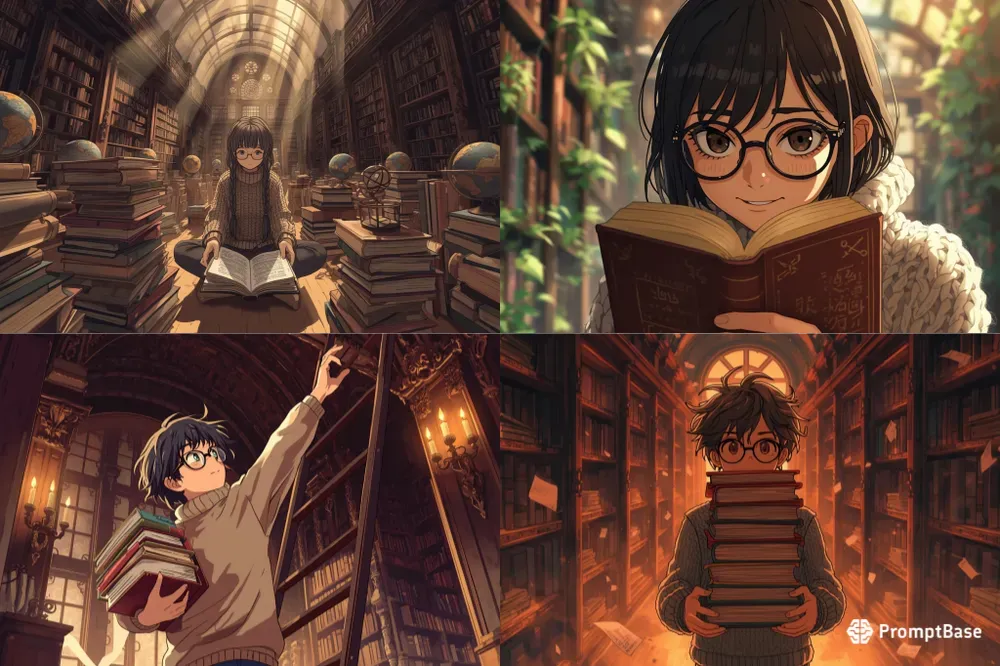 Cozy Library Anime Aesthetics