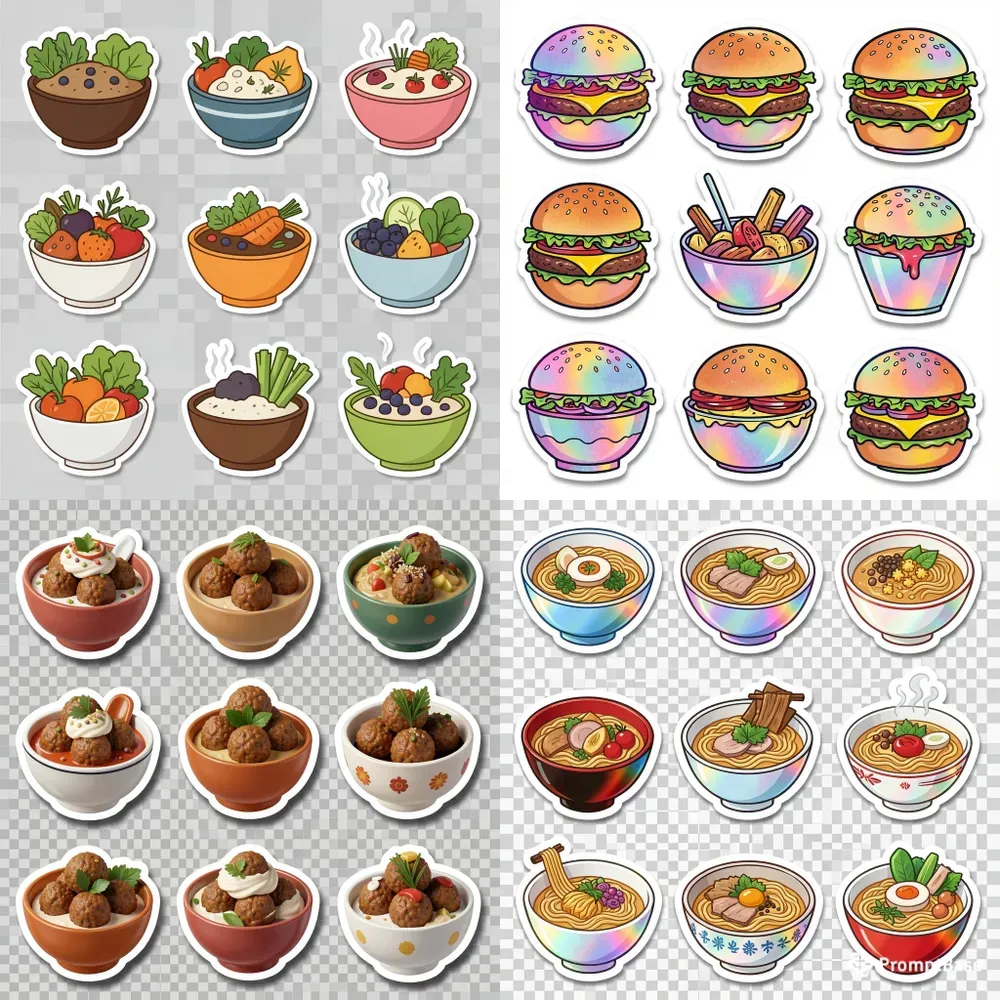 Y2k Food Sticker Sheets Cute Pngs
