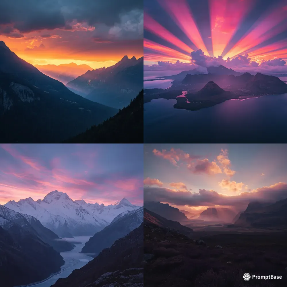 Cinematic Mountain Sunrise Photos