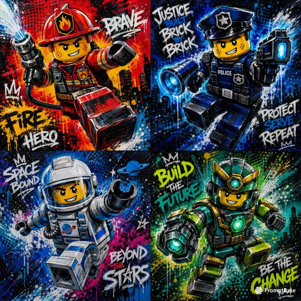 Lego Pop Art Neon Character Art