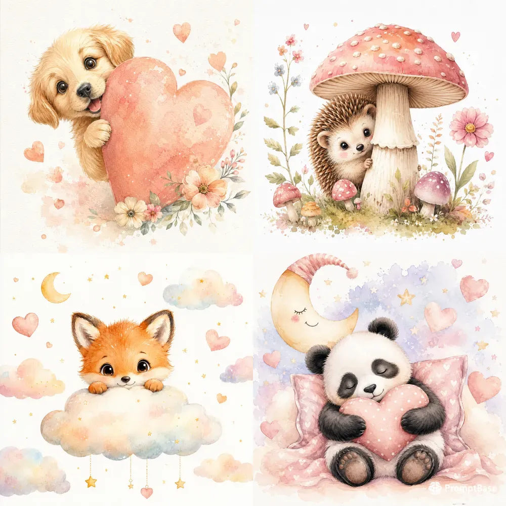 Pastel Nursery Animal Illustrations