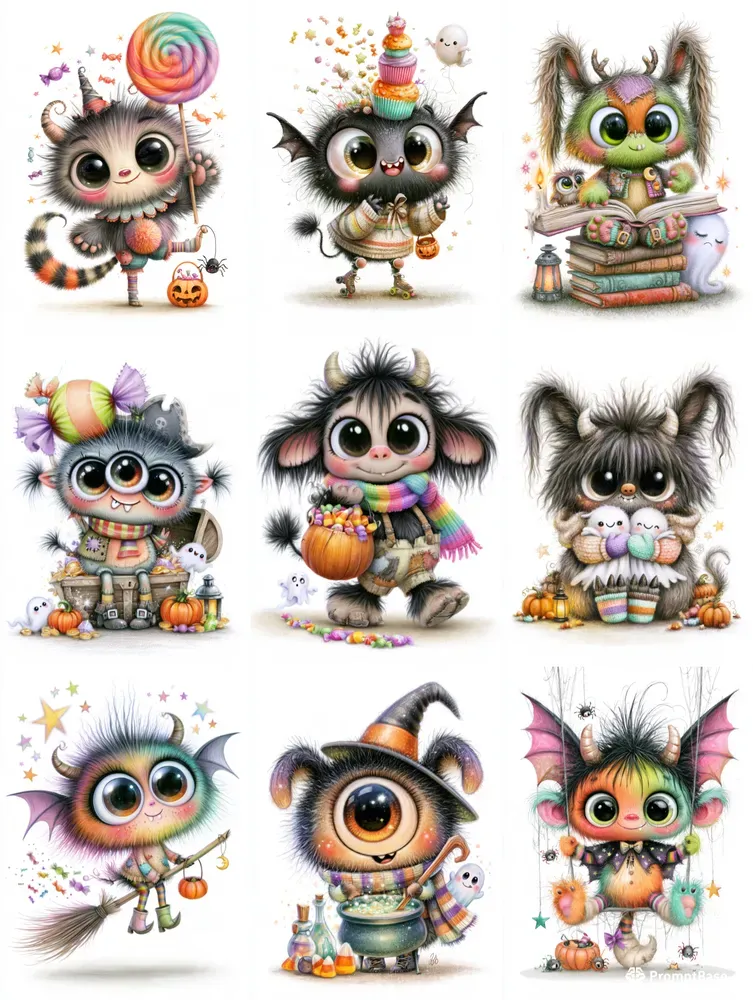 Fuzzy Spooky Halloween Monsters