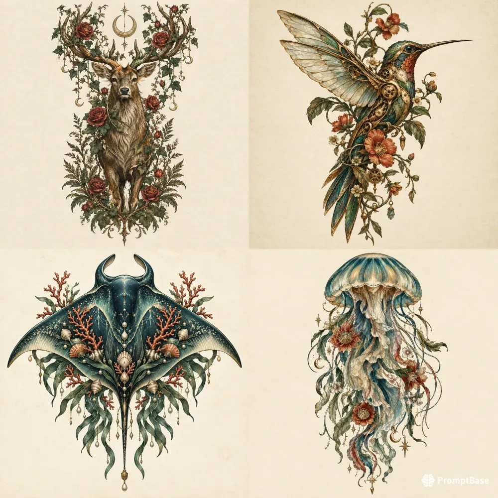 Vintage Botanical Emblem Art
