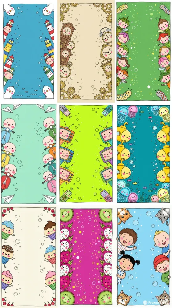Whimsical Peekaboo Kids Border Art