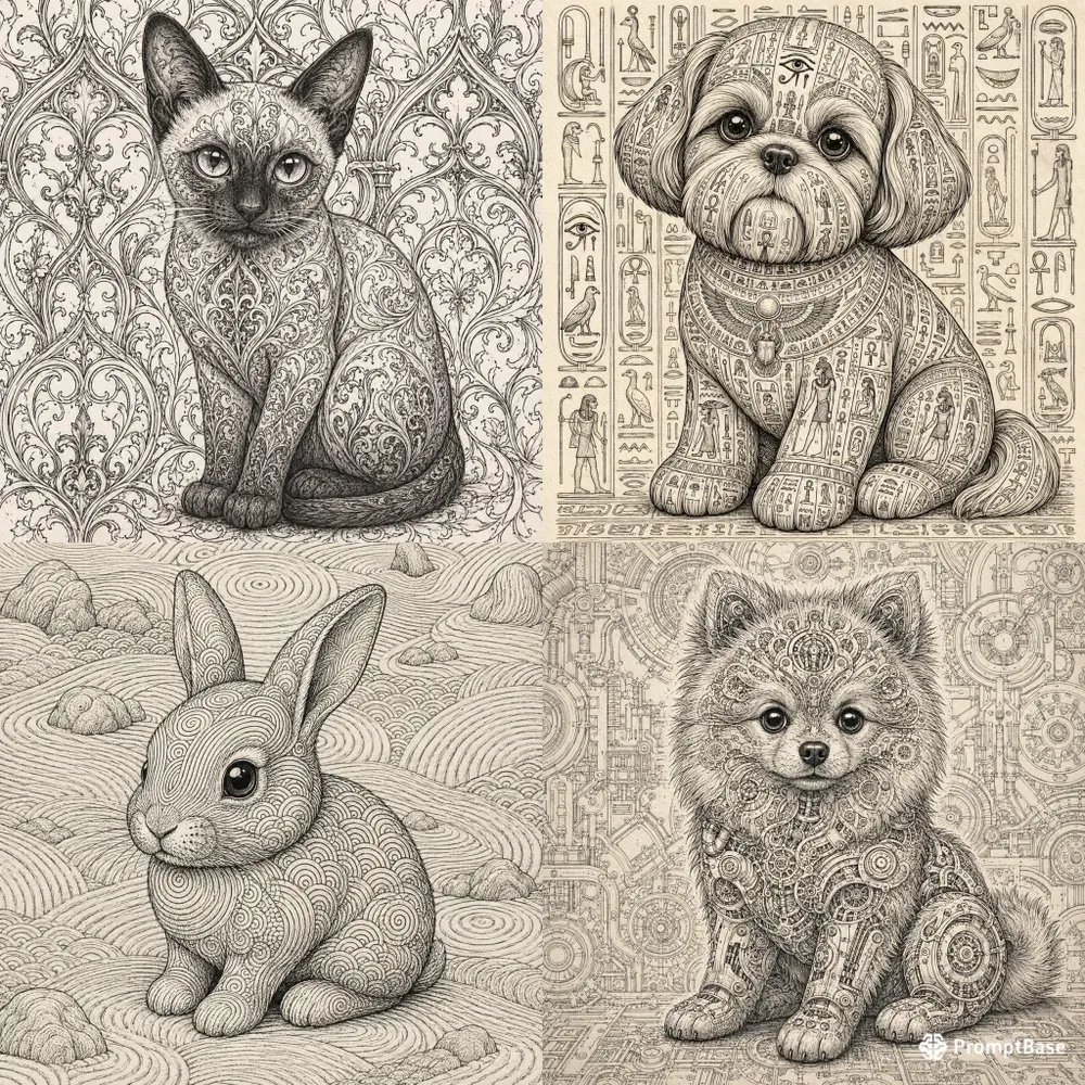 Detailed Mandala Animal Illustrations