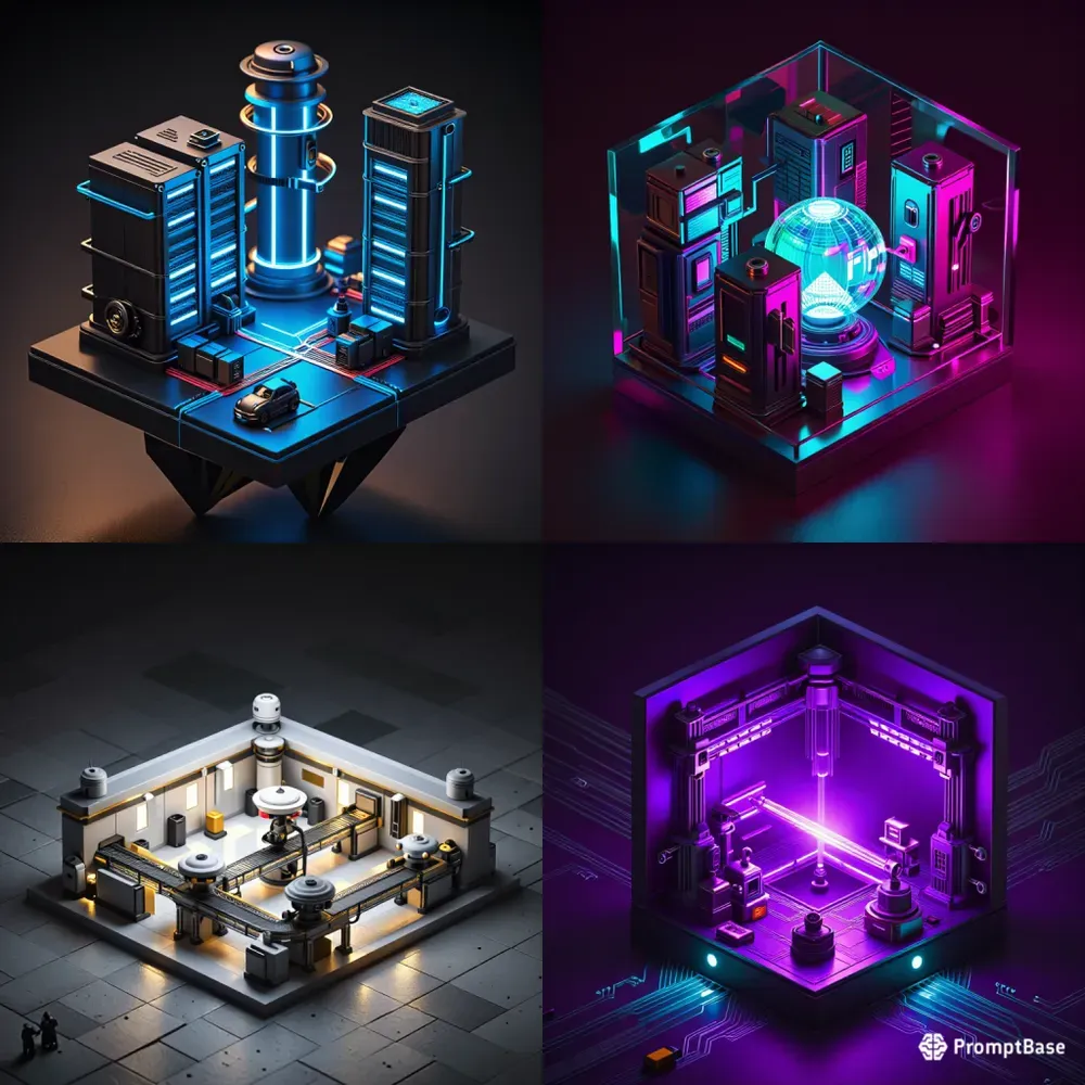3D Isometric Tech Microworld Generator