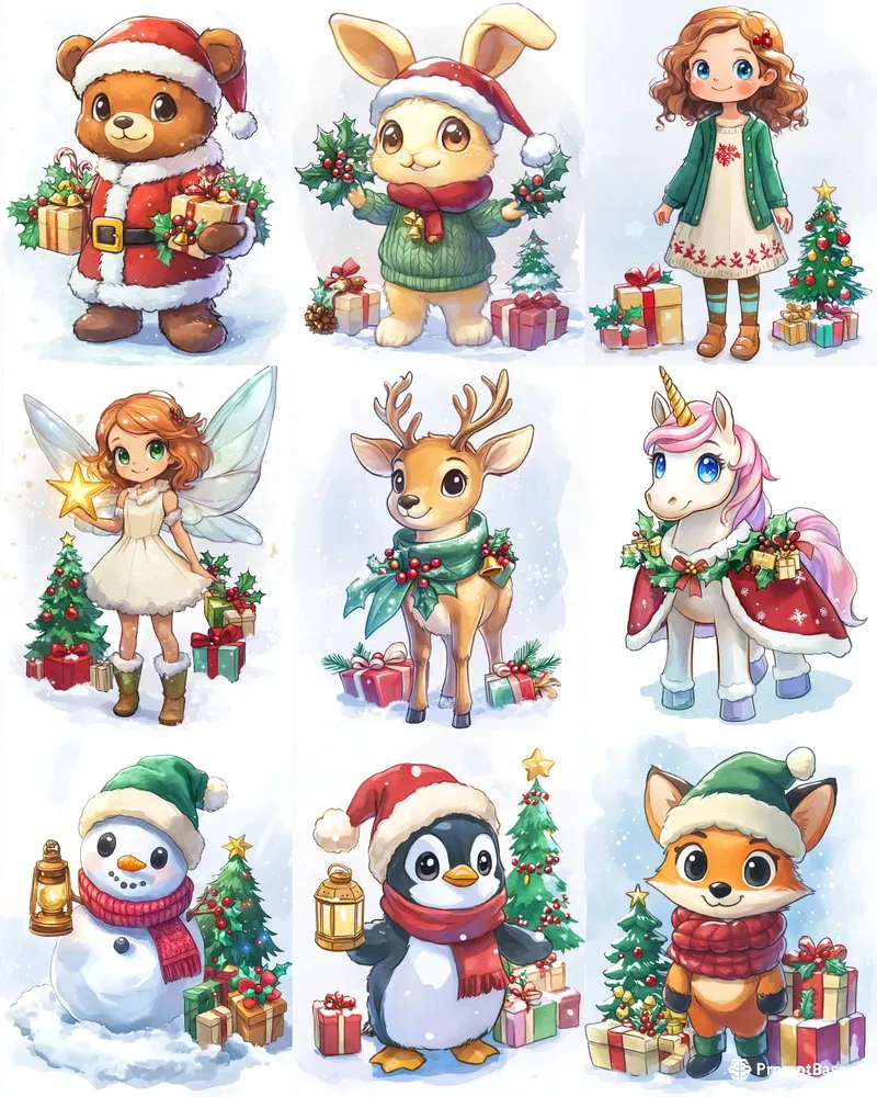 Christmas Character Illustration Cliparts