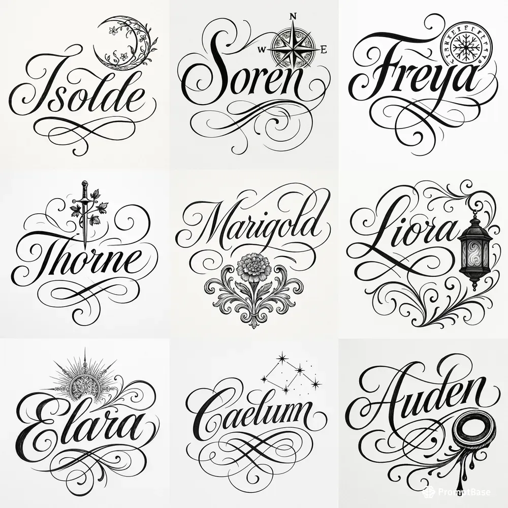 Elegant Name Art With Flourishes