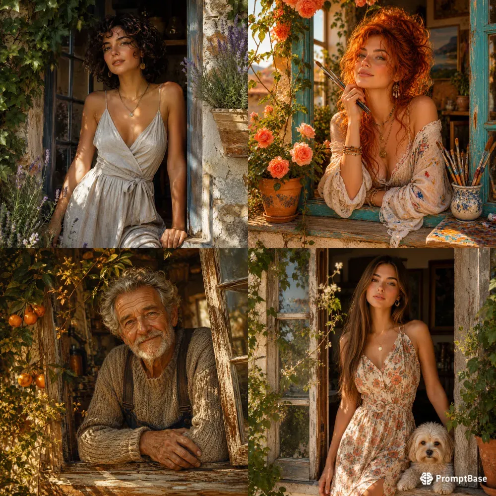 Sunlit Rustic Window Portraits