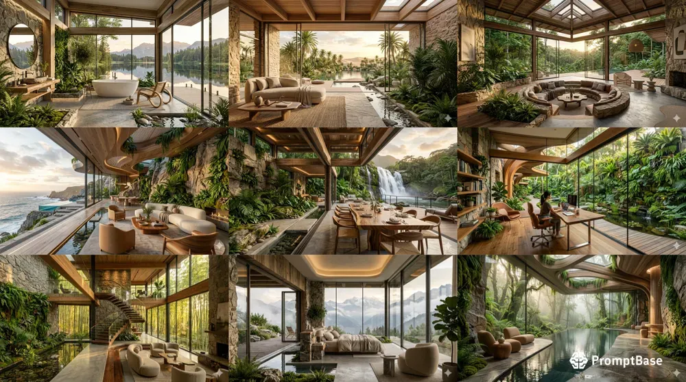 Biophilic Luxury Interior Scenes