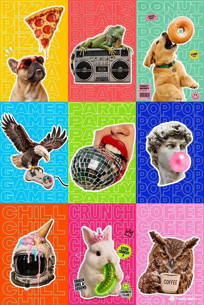 Pop Art Typography Collage Posters