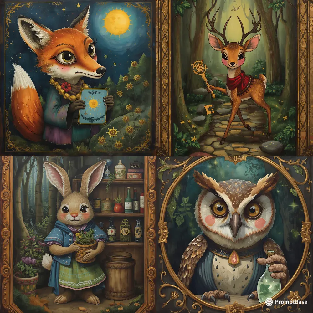 Whimsical Folk Art Tarot Characters