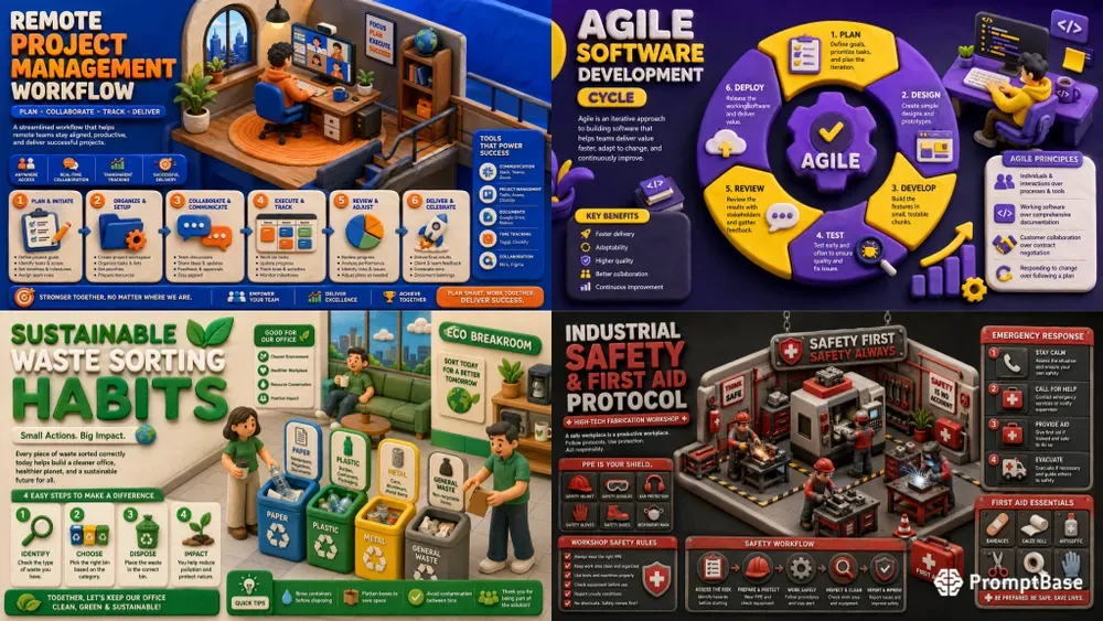 Vibrant 3D Clay Office Infographic UIs