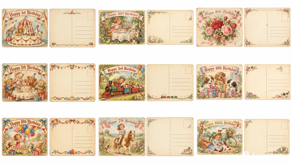 Vintage Birthday Postcard Art
