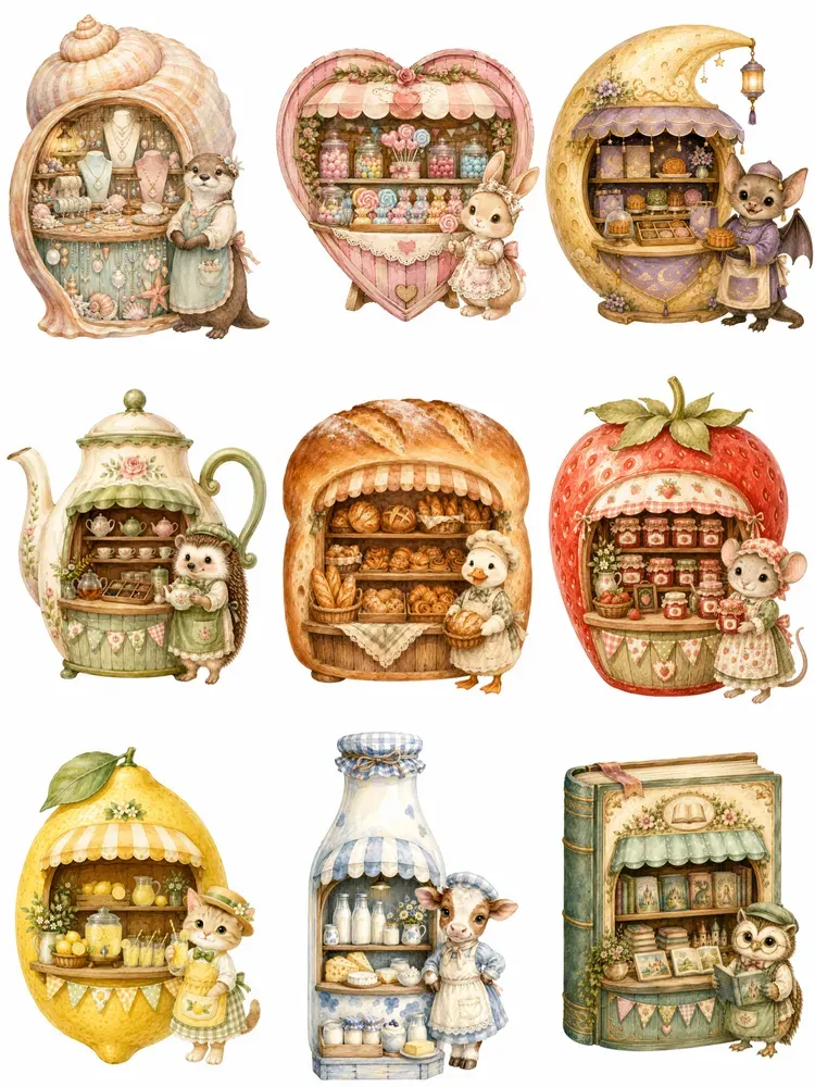 Whimsical Cozy Market Stand Facades Art