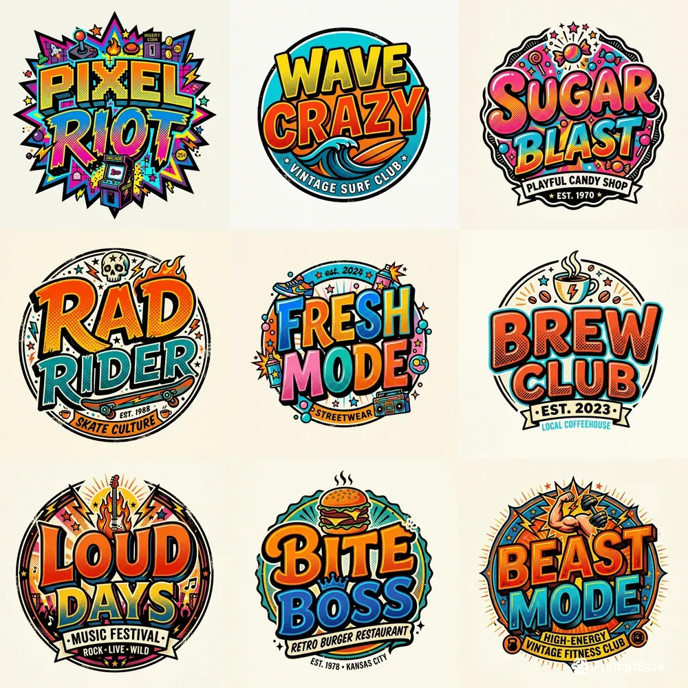 Retro Pop Art Typography Logos