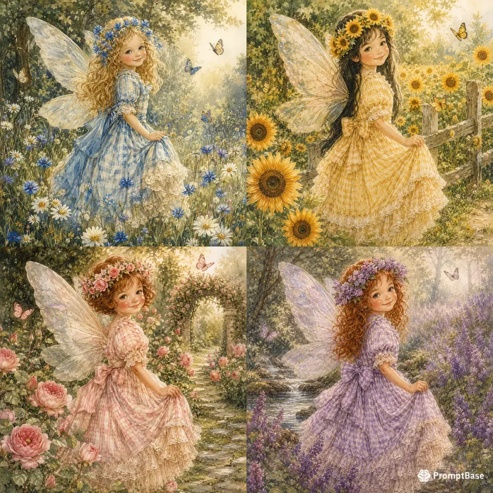 Vintage Fairy Meadow Art
