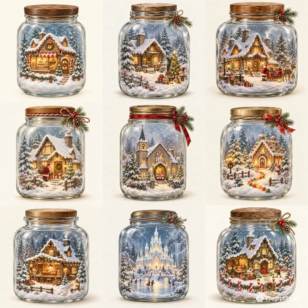Christmas Jar Diorama Cliparts