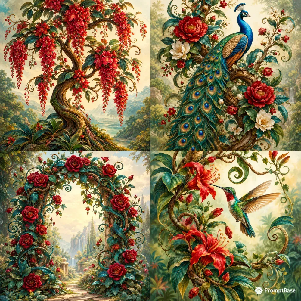 Botanical Vines Blossoms