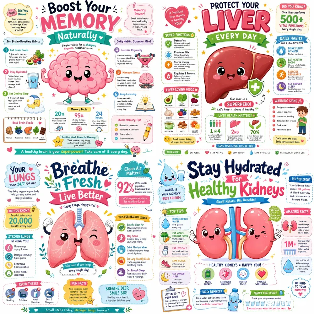 Cute Kawaii Medical Infographic Posters